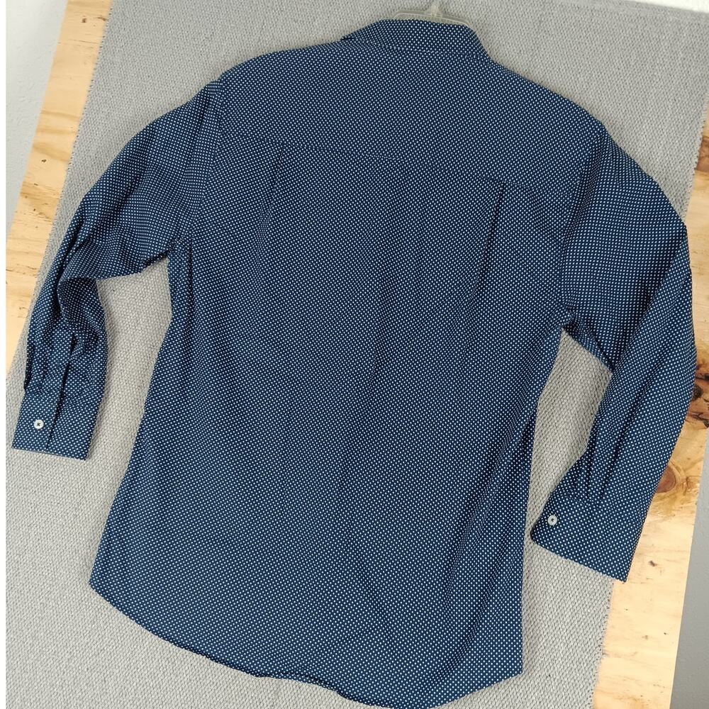 Nick Graham Everywhere Sport Shirt Mens Large Blue/White Polka Dot Party No Tuck - Picture 7 of 11